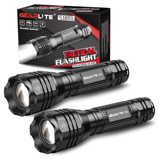 GEARLITE LED-zaklamp Extreem helder 2 stuks, aluminium 4000 lumen LED-zaklamp Werkt op batterijen met 5 standen, IP65 waterdichte handlamp Zoombaar voor kamperen, wandelen, outdoor