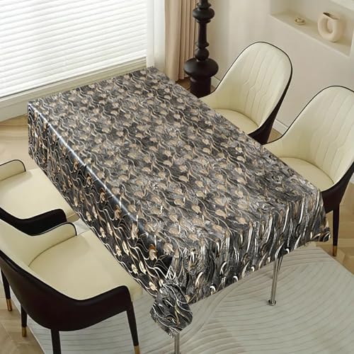 Image of Dakshya Industries PVC Waterproof Withoutlace Dining Table Cover (Size - 54X78 Inch) Rectangle 6 Seater Heat Rasistant, Miller Black