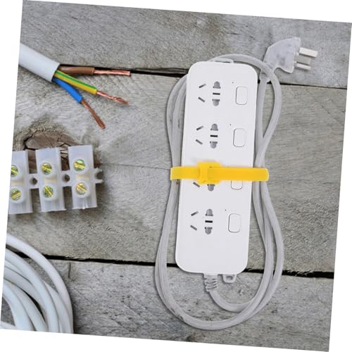PRETYZOOM 100 piezas amarillas de cables con gancho y lazo, reutilizables para organizar cables de electrónica y electrodomésticos bajo escritorio miniatura 7