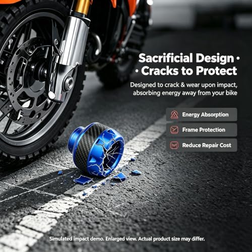 Image of 4Pcs Motorcycle Fork Frame Sliders, Aluminum Crash Protectors Decor | Fits 10-14.5 mm axles. Sacrificial impact protection for fork /frame /exhaust. Stylish carbon fiber decal. For sooter (Blue)