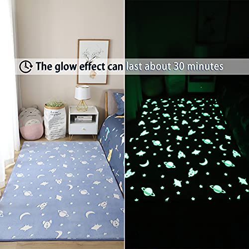 Tapete decorativo azul luminiscente 160x200 cm para niños miniatura 3