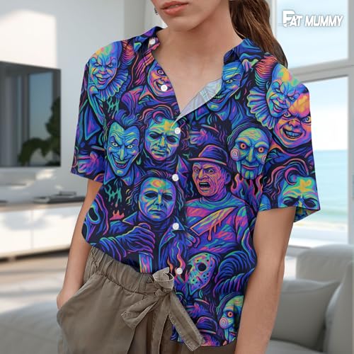 Mens Halloween Hawaiian Shirt, Horror Friends Shirts for Men Women Short Sleeve4