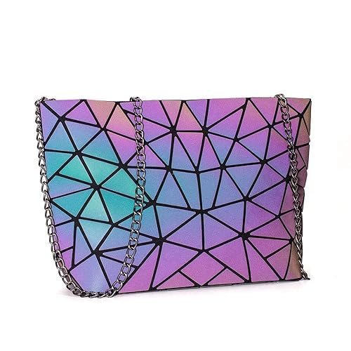 fynora Holographic Geometric Sling Bag for Women & Girls | Reflective Crossbody Shoulder Purse with Chain Strap | Stylish Evening Party Handbag-picture-48