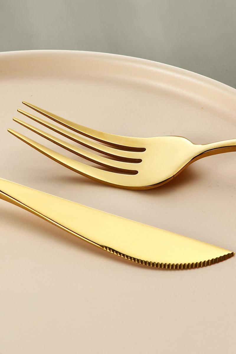 410 Çelik 24 Parça Gold Yemek Kaşık Çatal Bıçak Seti cin518sr