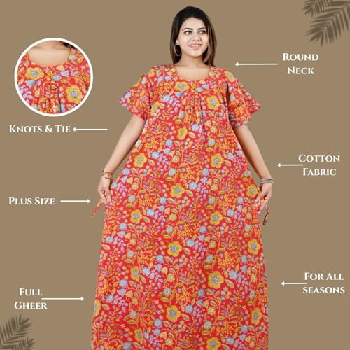 Image of Bejod's Collection Women Pure Cotton Nighty Combo Pack | Full Length Floral Printed Cotton Nighty Maxi | Soft & Breathable Night Dress for Women L to 4XL