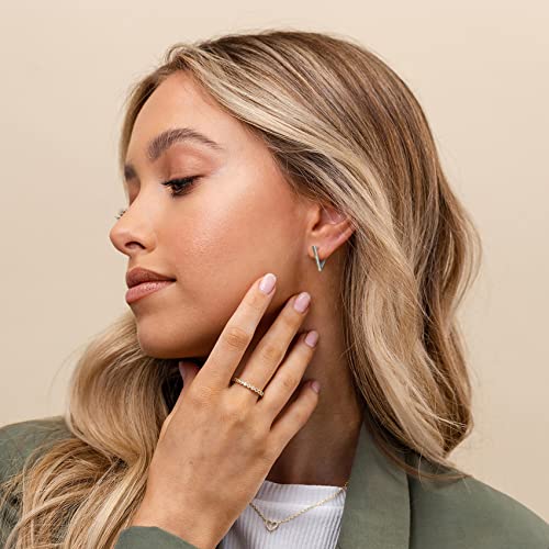 2 Pairs 14K Gold Plated Minimalist Geometric Triangle Huggies Hoop Earrings, V Shaped Hoop Earrings for Women Gift 1.3cm/1.8cm, gold and silver4