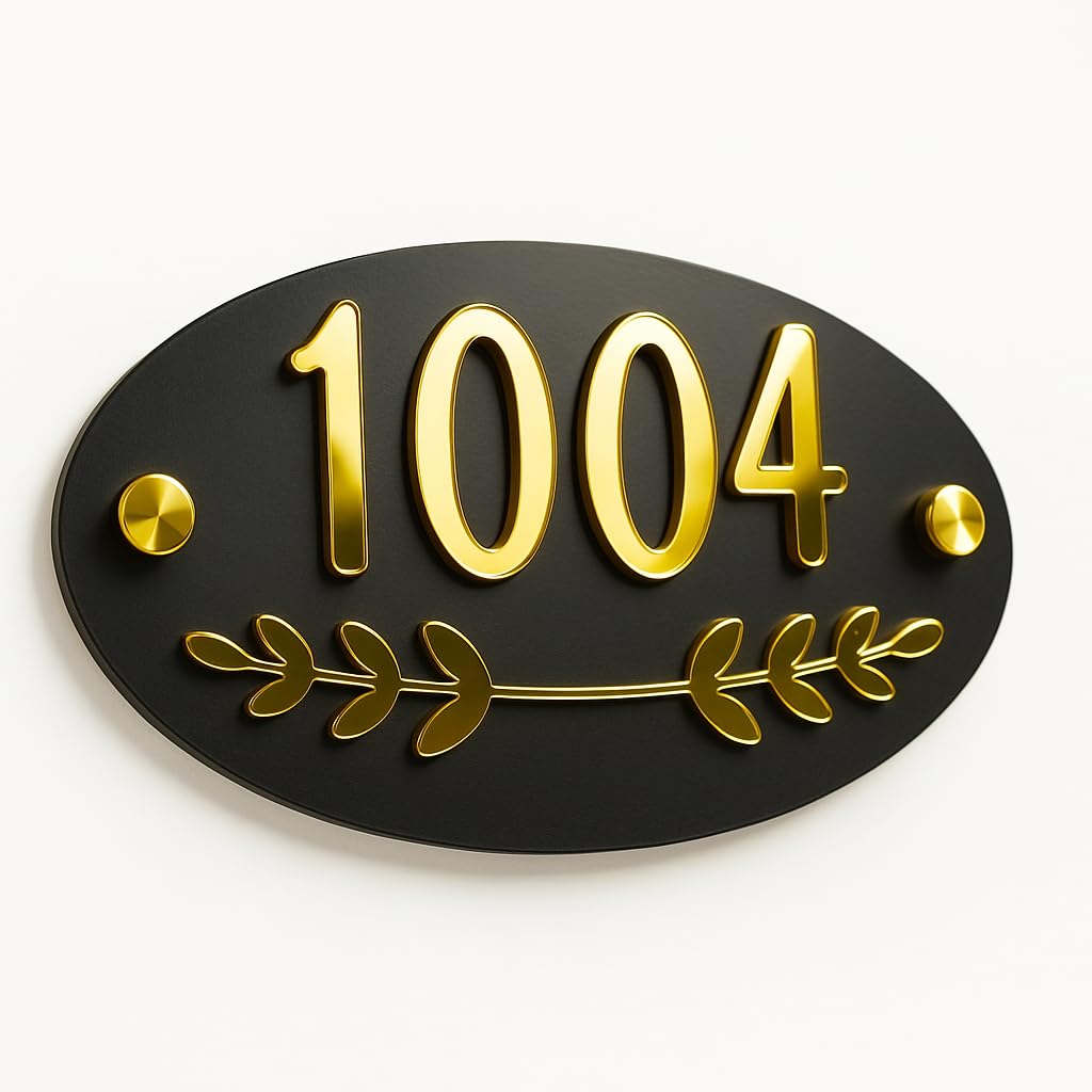 Customized Door Number plate for home, flat & office | 6×4 inches | house number plate with 3D Flat Numbers | Acrylic door numbers for home