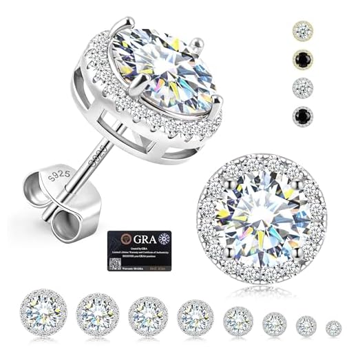 Delzzad Moissanite Earrings for Men, Solid S925 Sterling Silver and 18K Golden Plated Halo Stud Earrings for Women Valentine's Day Mother's Day - D Color VVS1 Hypoallergenic Dainty Moissanite Jewelry for Sensitive Ear, 6.5mm(1ct*2)