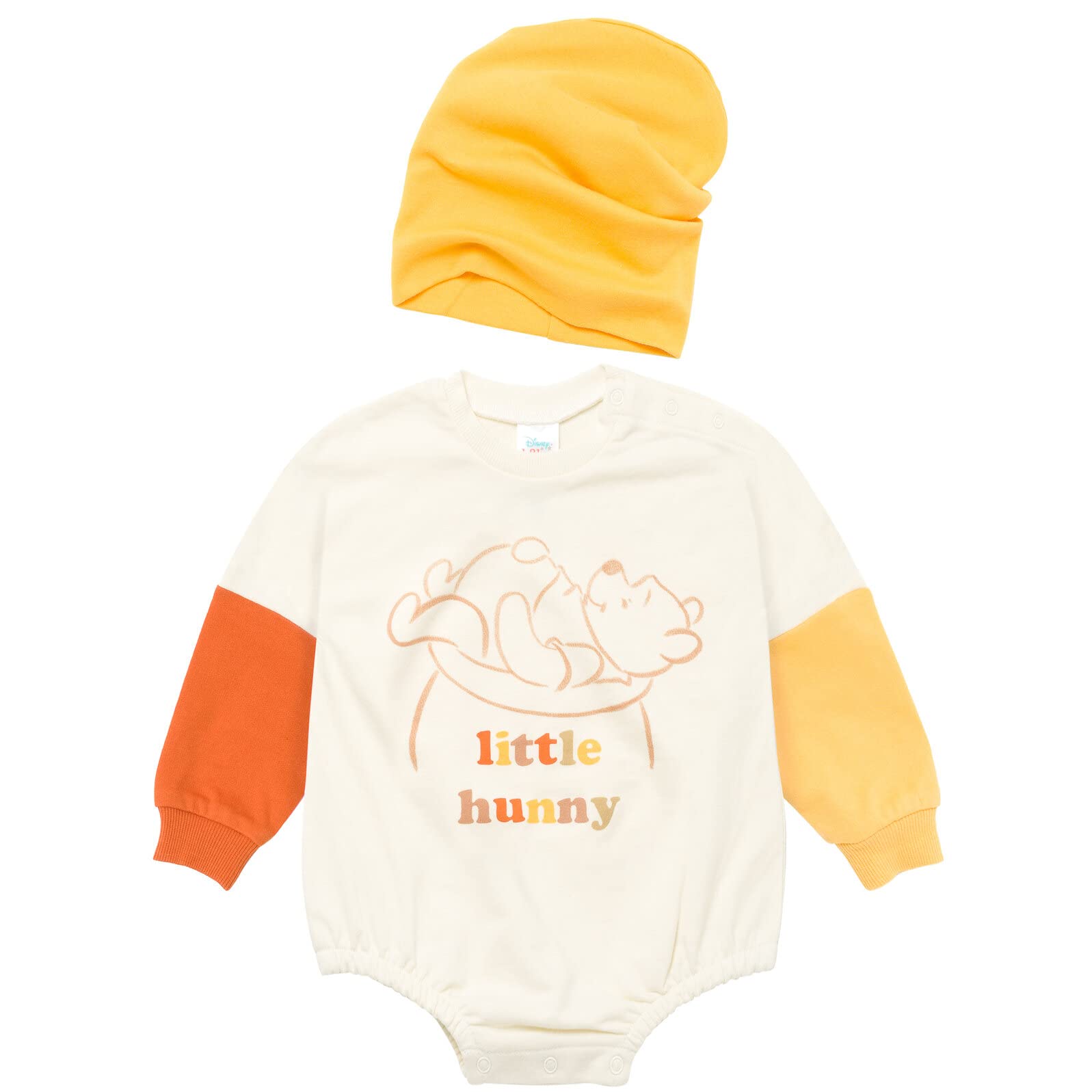 Disney Minnie Mouse Mickey Mouse Winnie Puuh Langarm-Body und große Babymütze aus französischem Frottee