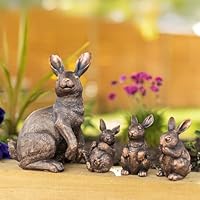 Garden Mile Set of 4 Resin Duck Ornaments Duck Family Novelty Garden Home Bronze Effect Outdoor Indoor Decoration for Home Patio Decking Pondside Standing Weatherproof