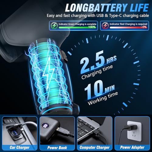 Handheld Car Vacuum Cleaner, 15000Pa Vacuum Cleaner and Air Duster, 120W High Power Wet and Dry Handheld Car Vacuum Cleaner with Multi-Nozzles for Car, Pet, Office, Home Cleaning