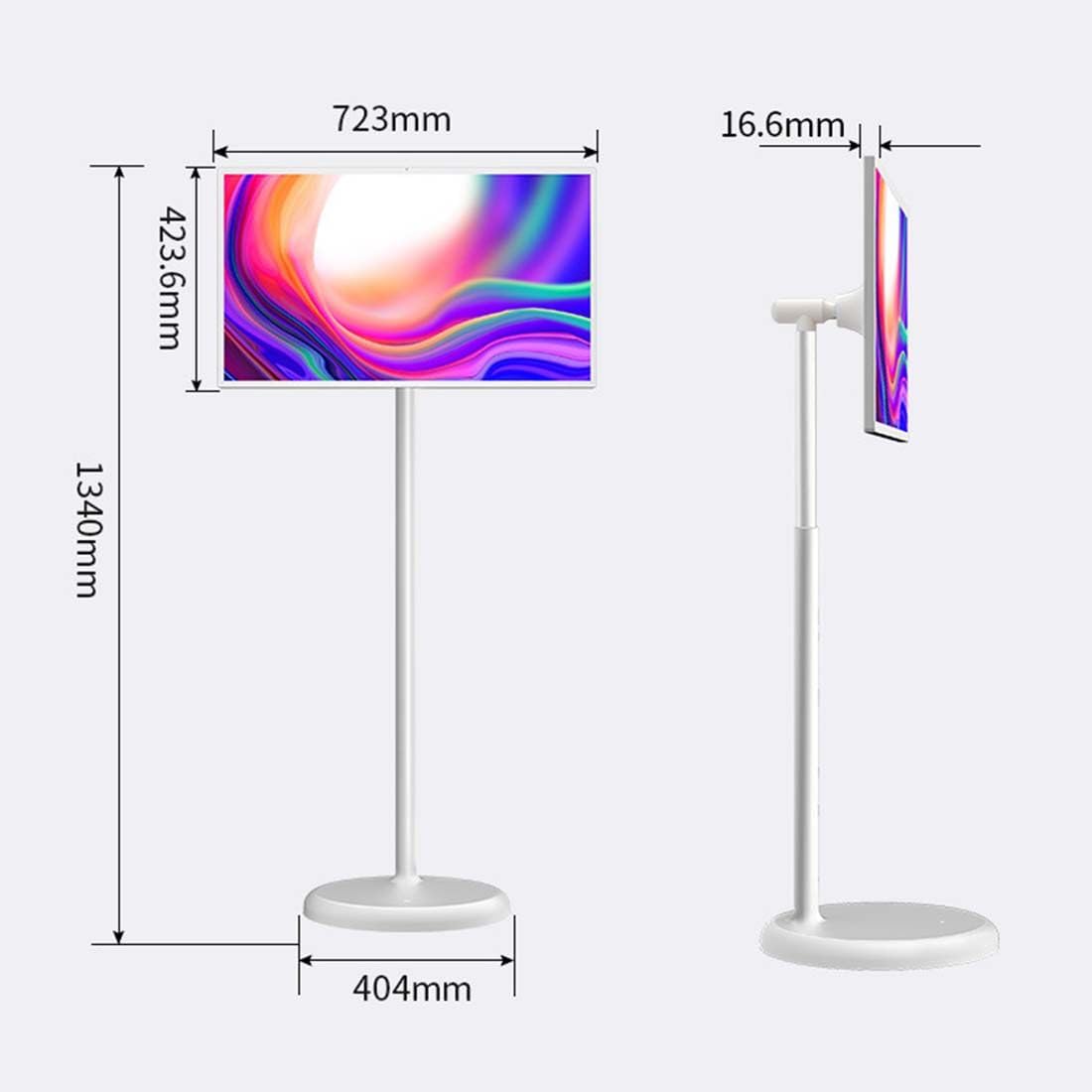 Smart TV Portatile Da 32 Pollici Su Ruote,Monitor Touchscreen 4k Uhd Con Operativo Android,Supporto Girevole Completo Con Ruote,Trasmissione Wireless,Batteria Integrata,8+128 GB