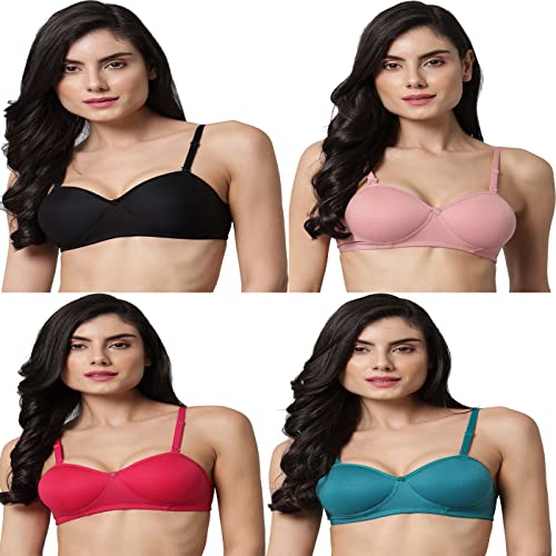 Image of Imsa Moda Women's Cotton Blend Lightly Padded Wirefree T-Shirt Bra Combo