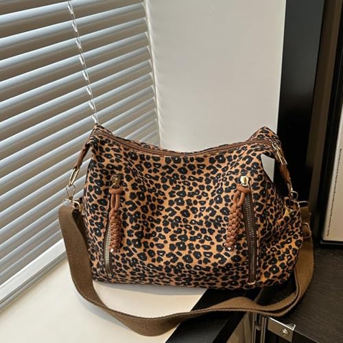 Image of Leopard Tote Bag for Women Cheetah Purse Vintage Hobo Bag Large Capacity Work Tote Bag