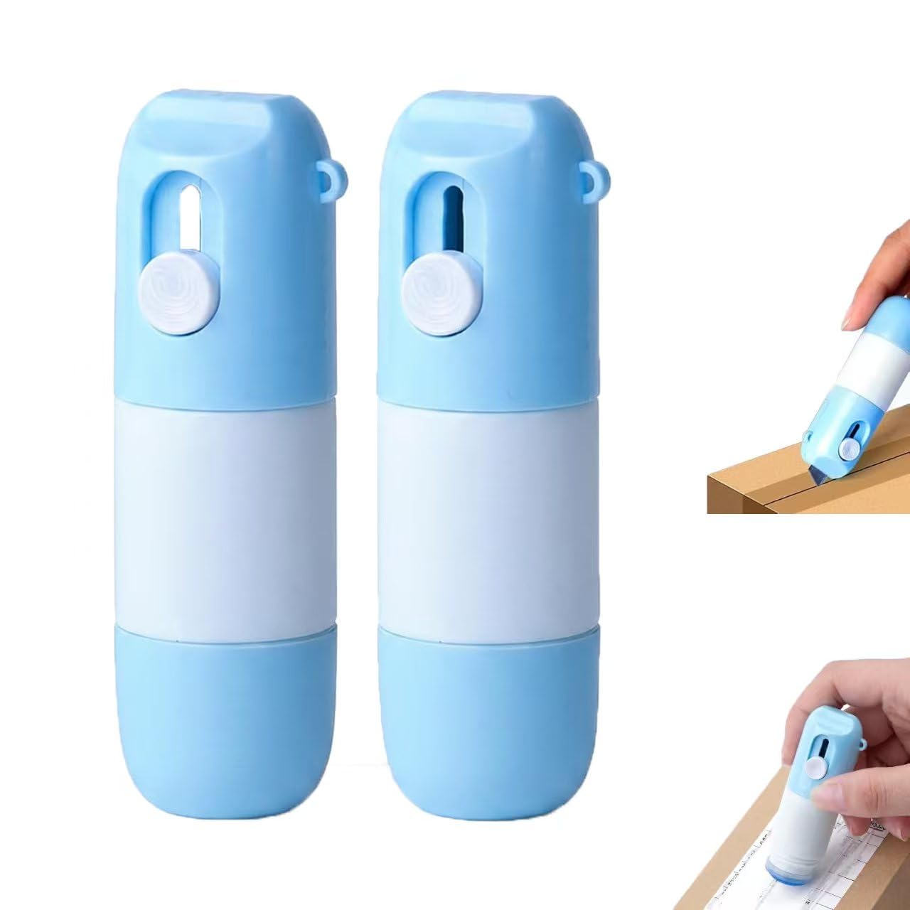 ZFFAFUR 2-in-1 Thermal Paper Eraser Pen with Cutter, Data Protection Fluid for Package Labels & Bills, Portable Privacy Guard for Home Office Use (2 Pieces)