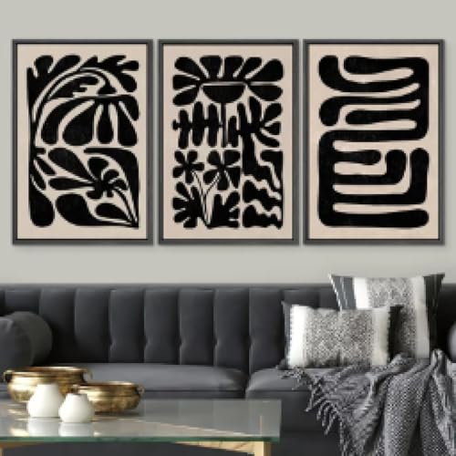 Lot de 3 affiches murales botaniques et florales 30x45 cm avec 3 cadres