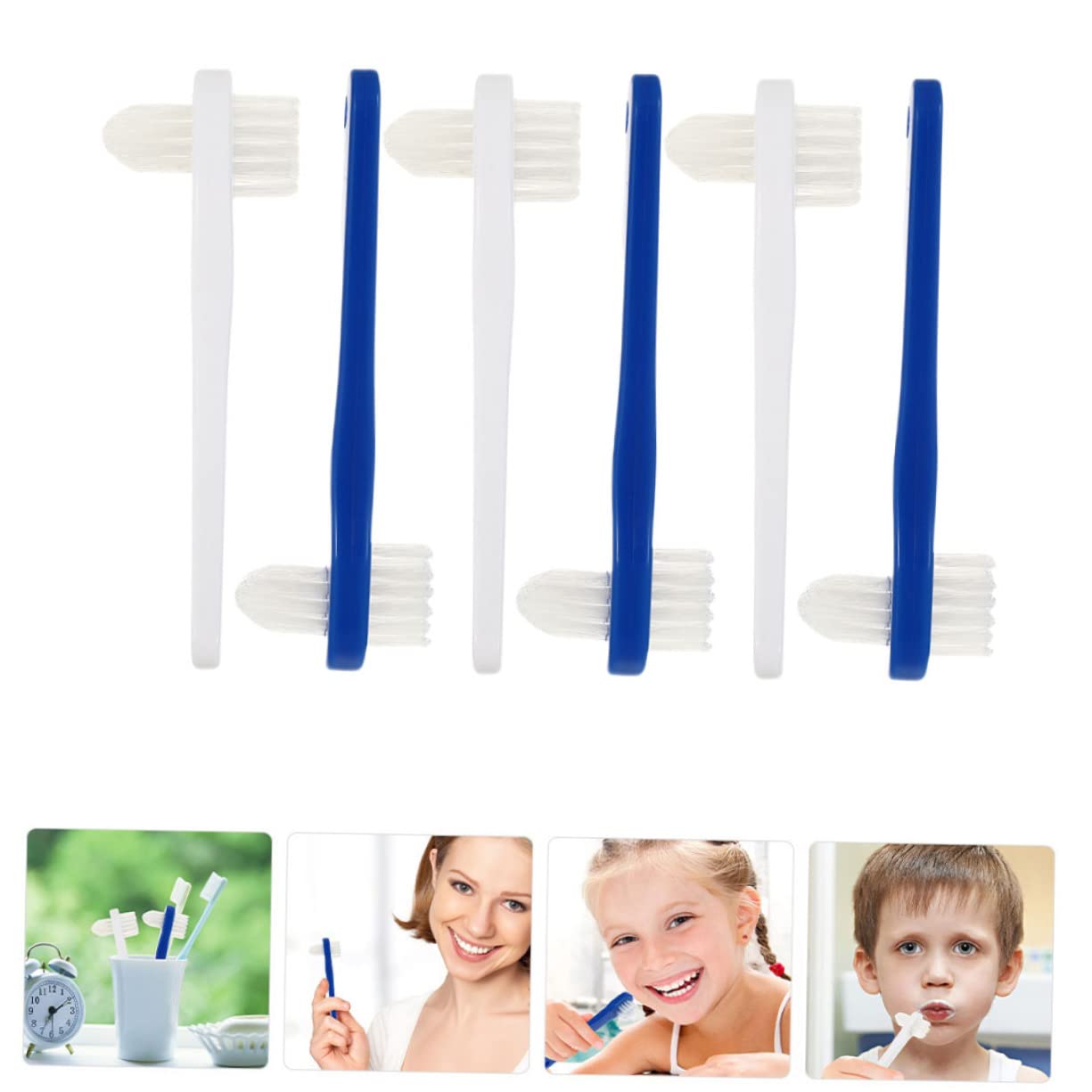 Beavorty Pz finto spazzolino a doppia testa spazzolino a doppia faccia da viaggio portatile per dentiera mini pennello denti finti spazzola per protesi