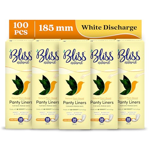 Image of BLISSNATURAL Panty Liners for Women 185mm Daily Use (Pack of 100) | For Non-Period Days | Ultra Thin, Extremely Soft, Skinny Fit | Plant Based