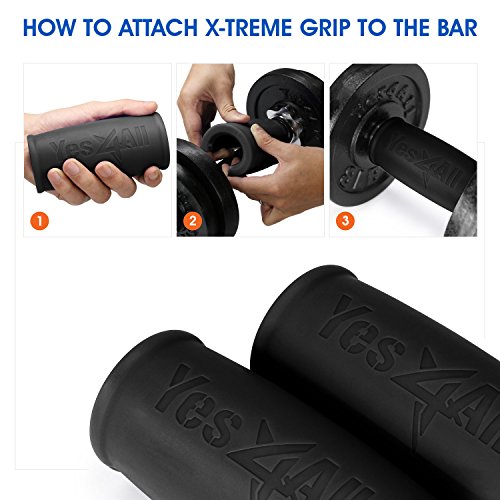 Yes4All Thick Bar Grips / Thick Grips for Barbell, Weight Lifting, Body Building Training – Thick Bar Adapter / Barbell Grips (Black, Set of 2) - Thumbnail 7