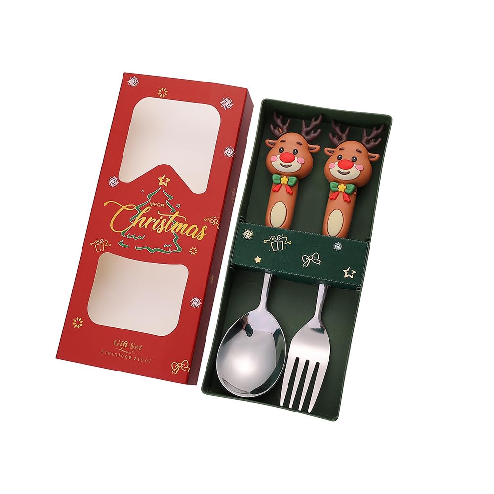MALSSE Christmas Themed Cutlery Set 410Stainless Steel Spoon and Fork Festival Dining Accessories for Various Occasion Dining Festival Accessories