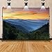 Renaiss 7x5ft Sunset Mountain Backdrop Polyester Fabric Misty Forest Red Clouds Nature Scenery Photography Background for Outdoor Travel Holiday Vacation Wallpaper Adults Portrait Photo Props