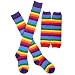 WRISTCHIE Women's Rainbow Stripe Fingerless Long Knit Gloves and Stockings Set