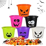 Qiuyanbo 6 Pack Halloween Trick or Treat Pumpkin Bucket Jack O Lantern Candy Basket Halloween Party Supplies Pumpkin Pails with Handle (6 Color)