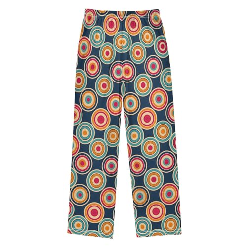Pajama Pants Sleep Pants Soft Elastic Waist Pajama Lounge Pants Colorful Circle for 6-14 Years Old2
