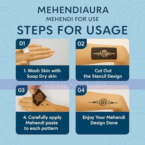 Image of Temporary Mehndi Hand Design Stencil Sticker for Women and Girls Easy Apply Arabic Floral Mehendi Tattoo for Wedding Festival and Party Single Use (Design 13)