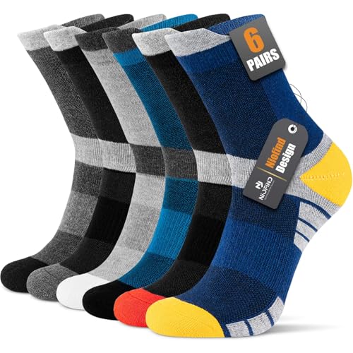 Niofind Calcetines Hombre, 6 Pares Calcetines Deporte Algodon, Anti-Ampollas, Anti-Olor, Absorbentes De Sudor, Transpirables, Calcetines Running Con Acolchado Para Correr, Trabajo, Ciclismo