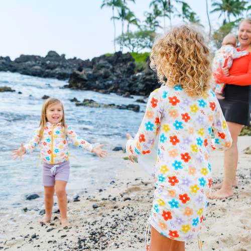 SwimZip Girls' 3 Pc Swim Set w/Long Sleeve Rash Guard, Tankini & Shorts UPF 50+4