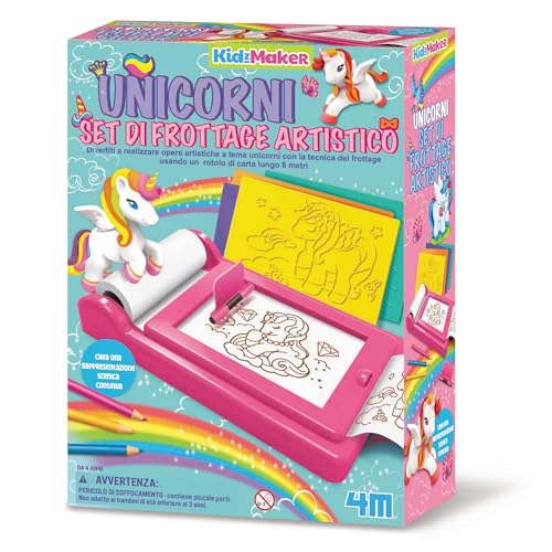 KidzMaker Unicorn Rub Art Studio, kit d trabalhos manuais para criar a arte perfeita de unicórnio, rolo de papel com 8 metros de comprimento, kit para meninos e meninas dos 4 aos 10 anos, rosa