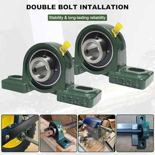 2 pack ucp204-12 pillow block mounted ball bearing - 3434 bore - solid cast iron base - self aligning