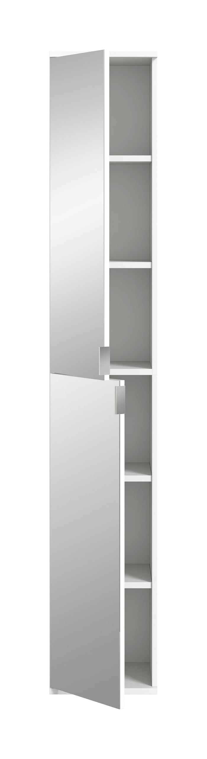 xonox.home - Spiegelschrank Projekt X 30x193x34 cm Front Spiegel weiß und Korpus weiß - Hochschrank mit Spiegel Schrank Mehrzweckschrank Garderobenschrank - multifunktional und erweiterbar