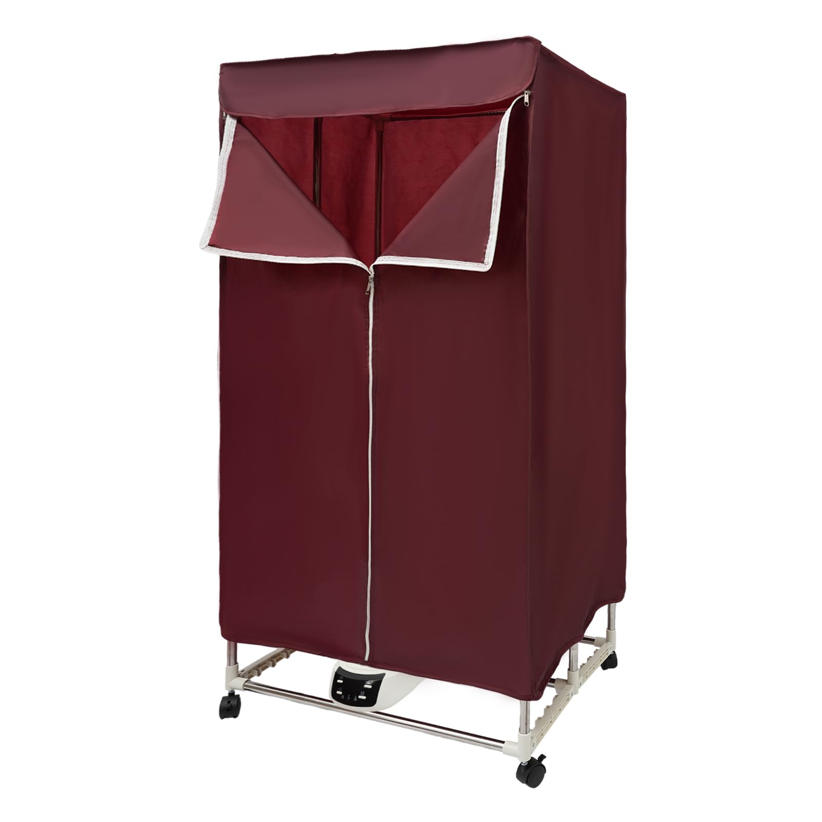 Secadora eléctrica de 1500 W, armario portátil, secadora de aire caliente, máquina de secado plegable con mando a distancia y temporizador, diseño de doble capa, para el hogar (rojo)