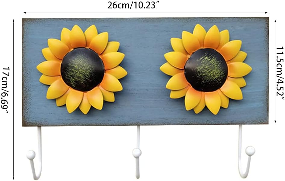 Wooden Sunflower Wall Hook Keys Aprons Towel Hanger Kitchen Wall Decor Flower image 4