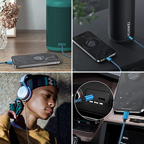 Gaef Auto AUX Kabel für iPhone 1M [MFi Zertifiziert], Lightning auf 3.5mm Audiokabel für Auto/Kopfhörer/Lautsprecher, HiFi Audio Nylon Lightning Klinke für iPhone 14/13/12/11 Pro/10/8/plus/X/XS/XR/SE