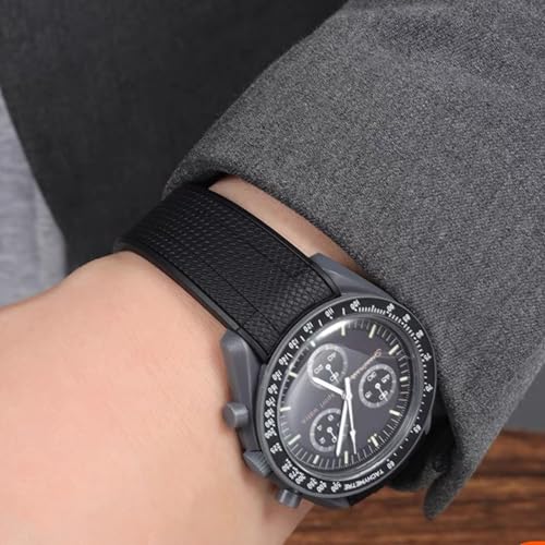 Image of Silicone Rubber Bands for Omega X Swatch Moonswatch Watch Strap 20mm Curved End Weave Style Premium Silicone Rubber Replacement Strap Women Men,for Omega Swatch Moonswatch Speedmaster