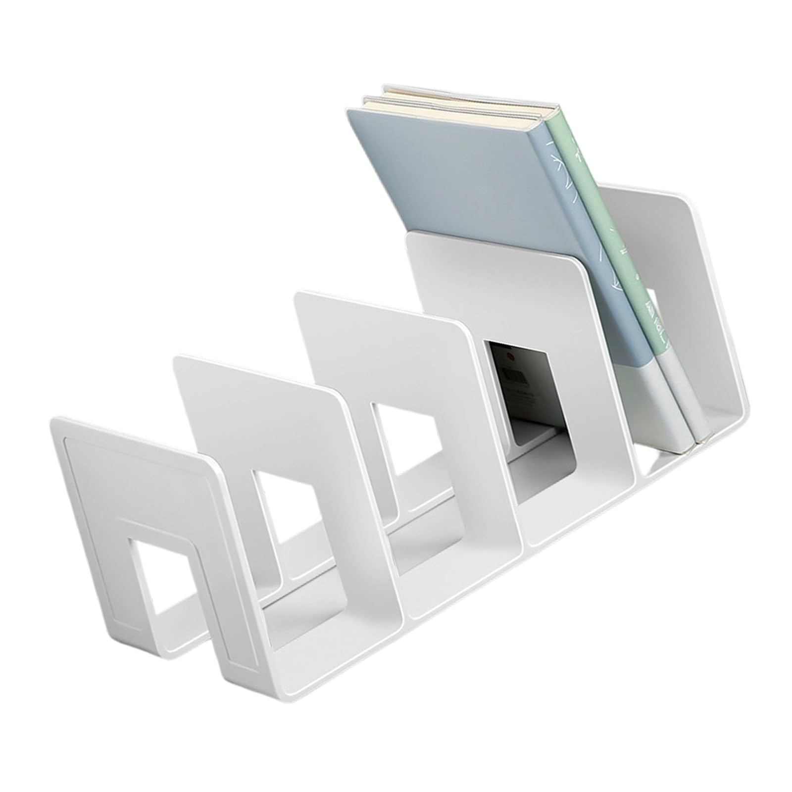 Book End for Shelves 4 Compartments End Desk Stopper Magazine Stand Space Saving Organiser Acrylic Bookends for Shelves