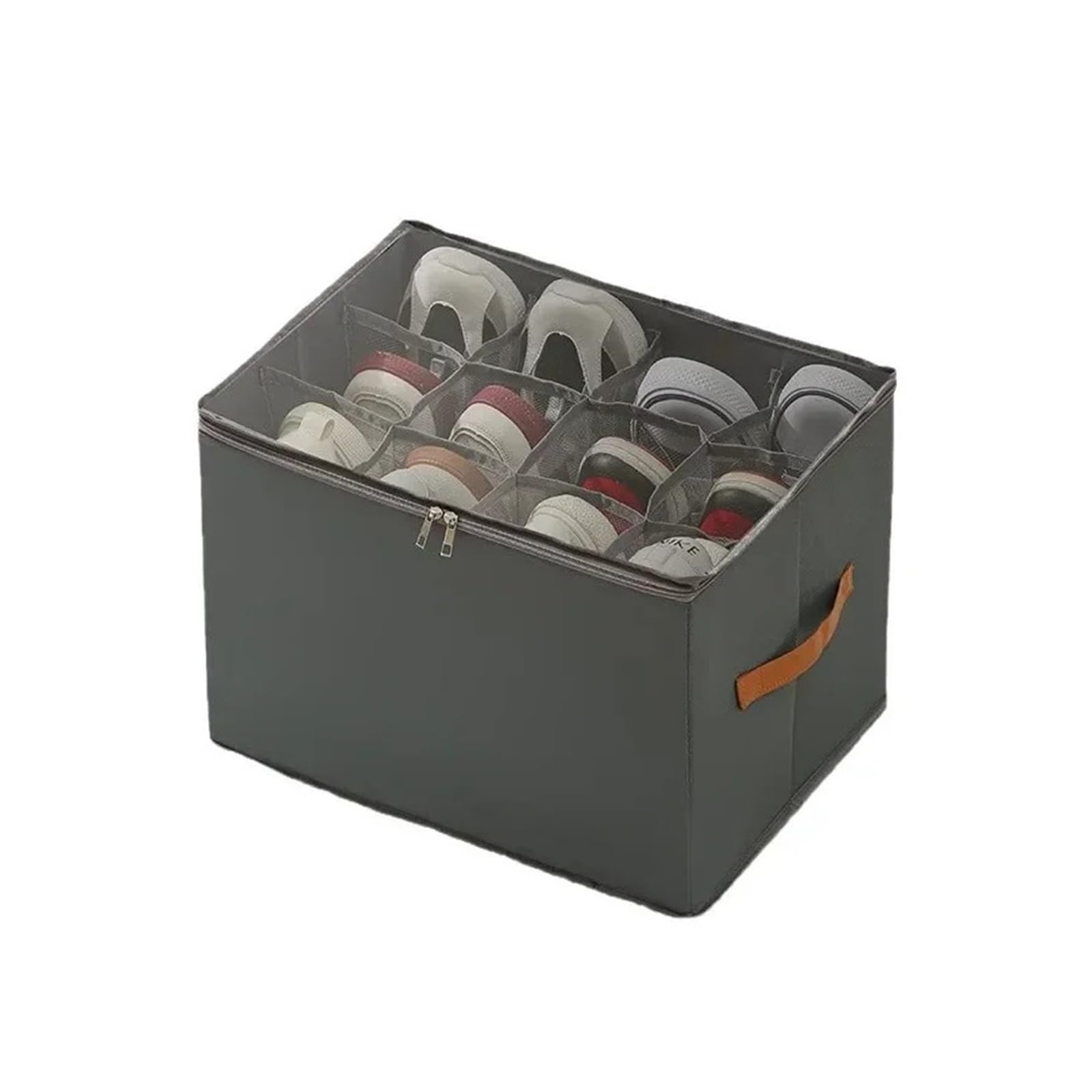 EWUHYFP Storage Boxes Multifunctional Grid Storage Shoe Box Foldable Fabric With Cover Dustproof And Washable Sundries(Gray)