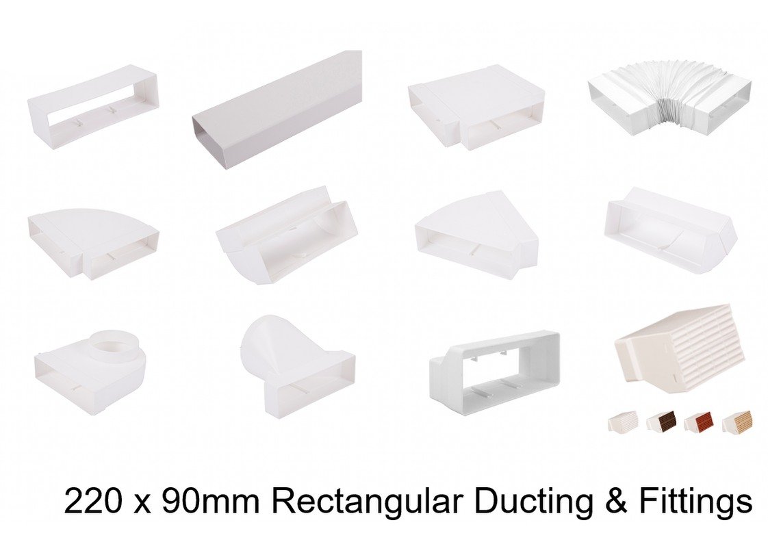 Buy Flat Rectangular Ducting 220x90 Extractor Ventilation Heat Recovery