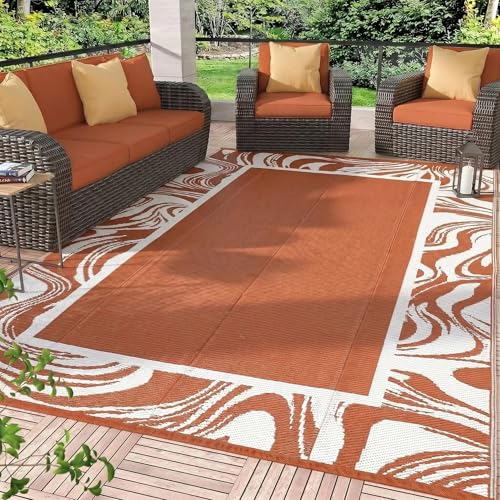 Garvee 5x8 Reversible Swirl Border Rug