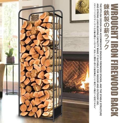 Support à bûches en fer forgé robuste au design durable pour intérieur - 4