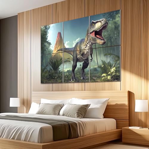 6 Pack Paneles Acústicos Decorativos Dinosaurio Selva Verde Jungla T-Rex Volcán 72"x48" Paneles Absorbentes de Sonido Autoadhesivos para Estudios de Grabación y Oficina miniatura 5