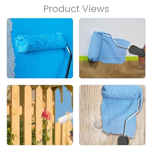 Image of The Decor Co. Paint Roller 6 Inch Wall Painting Brush Smooth Finish Texture Application for Interior with Ergonomic Handle (Random Colors)