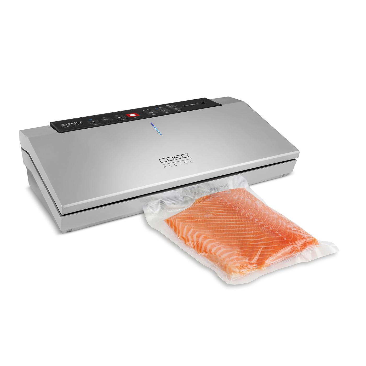 CASO GourmetVAC 380 - Macchina per sottovuoto, doppia saldatura, pompa a pistone (15 l/min) e motore potente, forza sottovuoto regolabile e tempo di saldatura, con 10 sacchetti da 20 x 30 cm