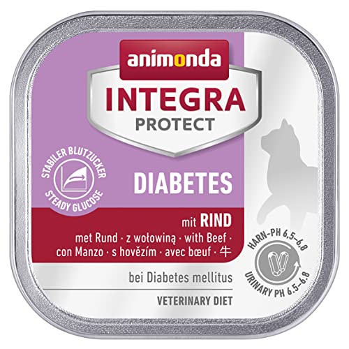 animonda Integra Protect Diabetes Katze, Diät Katzenfutter, Nassfutter bei Diabetes mellitus, mit Rind, 16 x 100 g