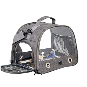 MANON ROSA Bird Carrier Backpack with Perch – Lightweight and Breathable Parrot Travel Cage with Stand Tray Shoulder Strap for Small Pets: Chinchillas, Hamsters, Squirrels, Bunnies, Kittens