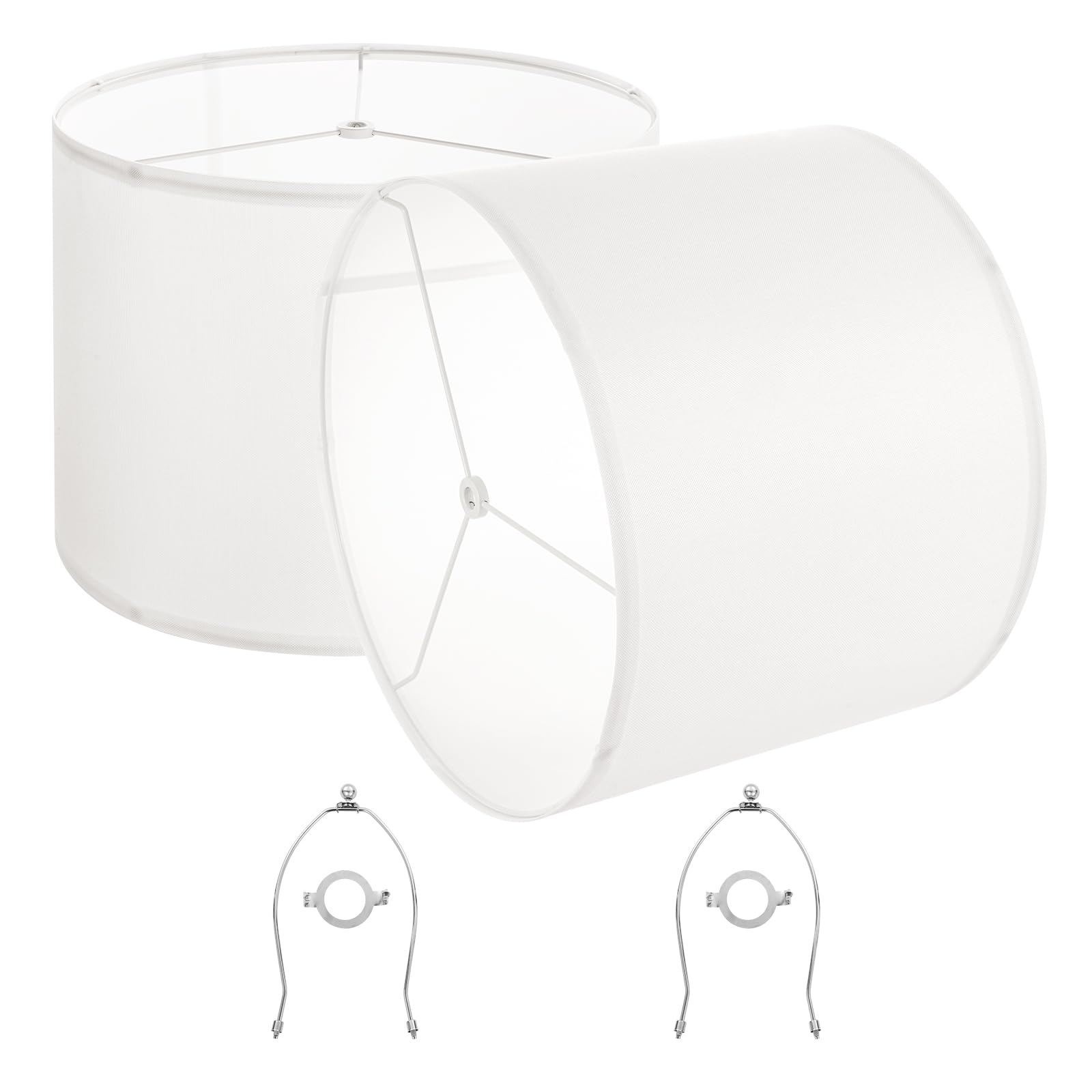 Weewooday 4 Set Paralumi Cilindro in Tessuto per Lampada da Tavolo Coprilampada in Lino Copertura della Lampada a Tamburo Grande Cappello per Lampada da Terra Soffitto Comodino, 26 x 18 cm (Grigio