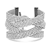 Steve Madden Rhinestone Multi Strand Crossover Toggle Bracelet for Women, White (SMB590491RH), one size